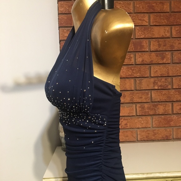 Midnight blue halter occasion dress - Picture 4 of 5